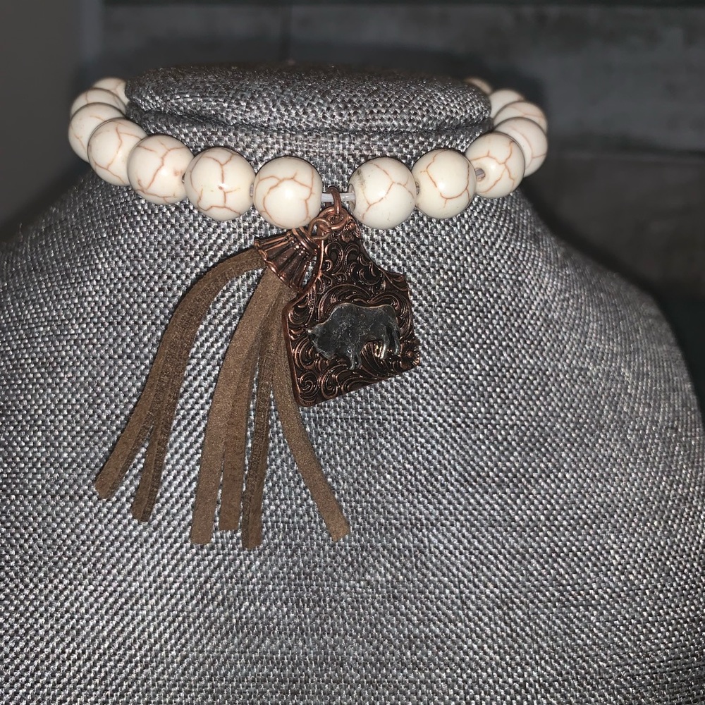 Buffalo Cattle Ear Tag Charm Bracelet